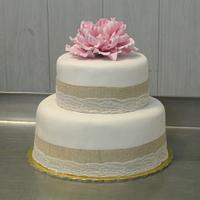 Cake with pink peony