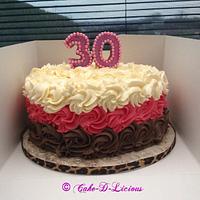 Ombre rosette 30th birthday cake