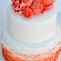Bright orange wedding cake