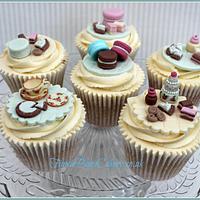 Handpainted Tea Set & Mini Cake Selection Cupcakes