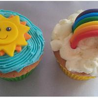 rainbow sun cupcakes