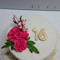 Simple and elegant 16th Birthday cake