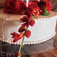 Red and White Wedding cake
