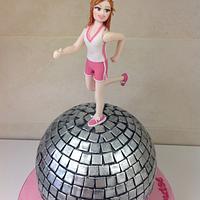 Jogging on a disco ball