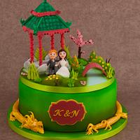 Chinese Garden Wedding Cake