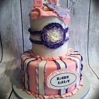 Ruffle baby shower cake