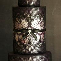 Sexy Damask and Lace Wedding Cake