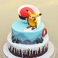 Pikachu Pokemon winter cake