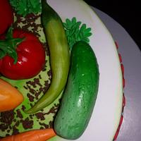 vegetables cake , garden themed cake, povrce na torti