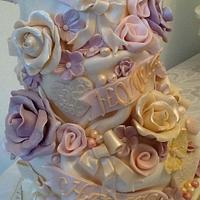 Love, honour, cherish wedding cake
