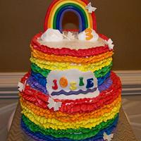 Rainbow ruffle cake