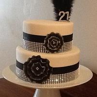 Black, White & Bling 21st Cake