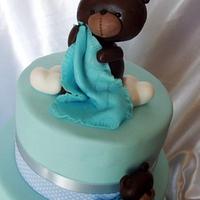 Christening cake with teddy bears