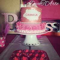 Shades of pink baptism cake (with little slippers)