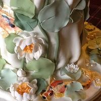 Tickety Boo - Water lily, koi and dragonfly wedding cake