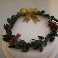 Holly Wreath Christmas Cake