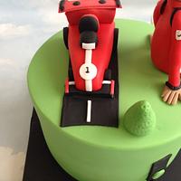 F1 racing car themed cake