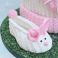 Knitted effect easter bunny hat and booties