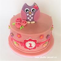 Owl 1st birhday cake