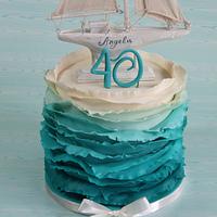 Sail boat Ombre ruffle cake