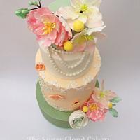 Bridal dress inspired wedding cake 