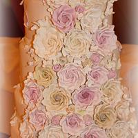 7 Tier Rose Cascade Wedding cake