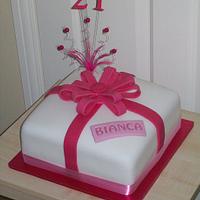 Present Style 21st Cake