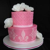 Pink stencil cake