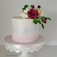 Water colour cake with sugar flowers!
