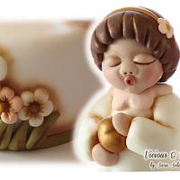 "Thun angel under floral arch" cake topper