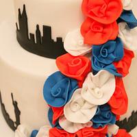 New York Skyline and Roses Cake
