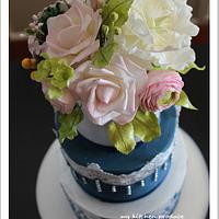 Navy Blue and silver theme wedding cake