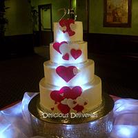 Illuminated Cascading Hearts Cake