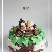 Owl Family Wedding Anniversary Cake