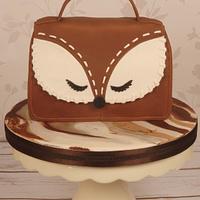 Brown leather look owl handbag cake