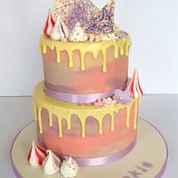 Pastel pink and purple drop cake.