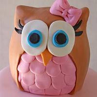 Pink & Orange Ombre Ruffles Owl Cake plus Ruffles Smash Cake