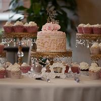 Baroque Wedding Cake (and cupcakes)