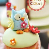 Owl Cake and Cupcakes