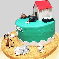 Cake fondant dogs.- tarta de perritos