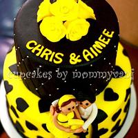 Black and Yellow motif Wedding Anniversary Cake