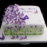 Silver Butterfly Anniversary Cake