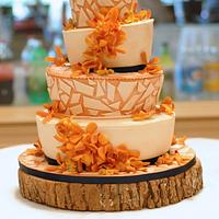 Fall Themed Mosaic Wedding Cake