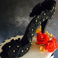 Black Lace Shoe Cake