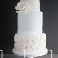 Powder Blue Lace Wedding Cake