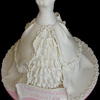 Ruffled Bridal Gown Cake
