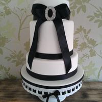 Simple Black on White Wedding Cake