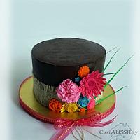 Naked ganache floral cake