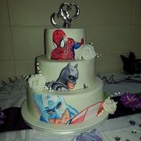 Hand-painted Superhero wedding cake