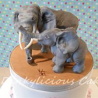 Mother and baby elephant cake.